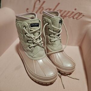 BEAUTIFUL BIG GIRL SIZE 4 SPERRY RAIN SNOW DUCK BOOTS